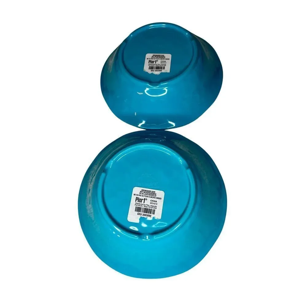 Set of 2 Pier 1 Imports Carmelo Collection Turquoise Melamine Bowls NWT NOS